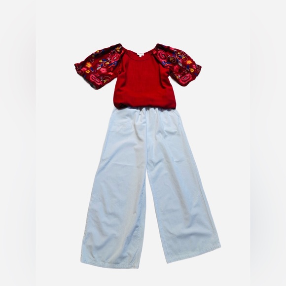 TRUE WHITE PANTS ~ Wide-Leg Pant w/Elastic Drawstring Waist and Pockets size M - Picture 4 of 8